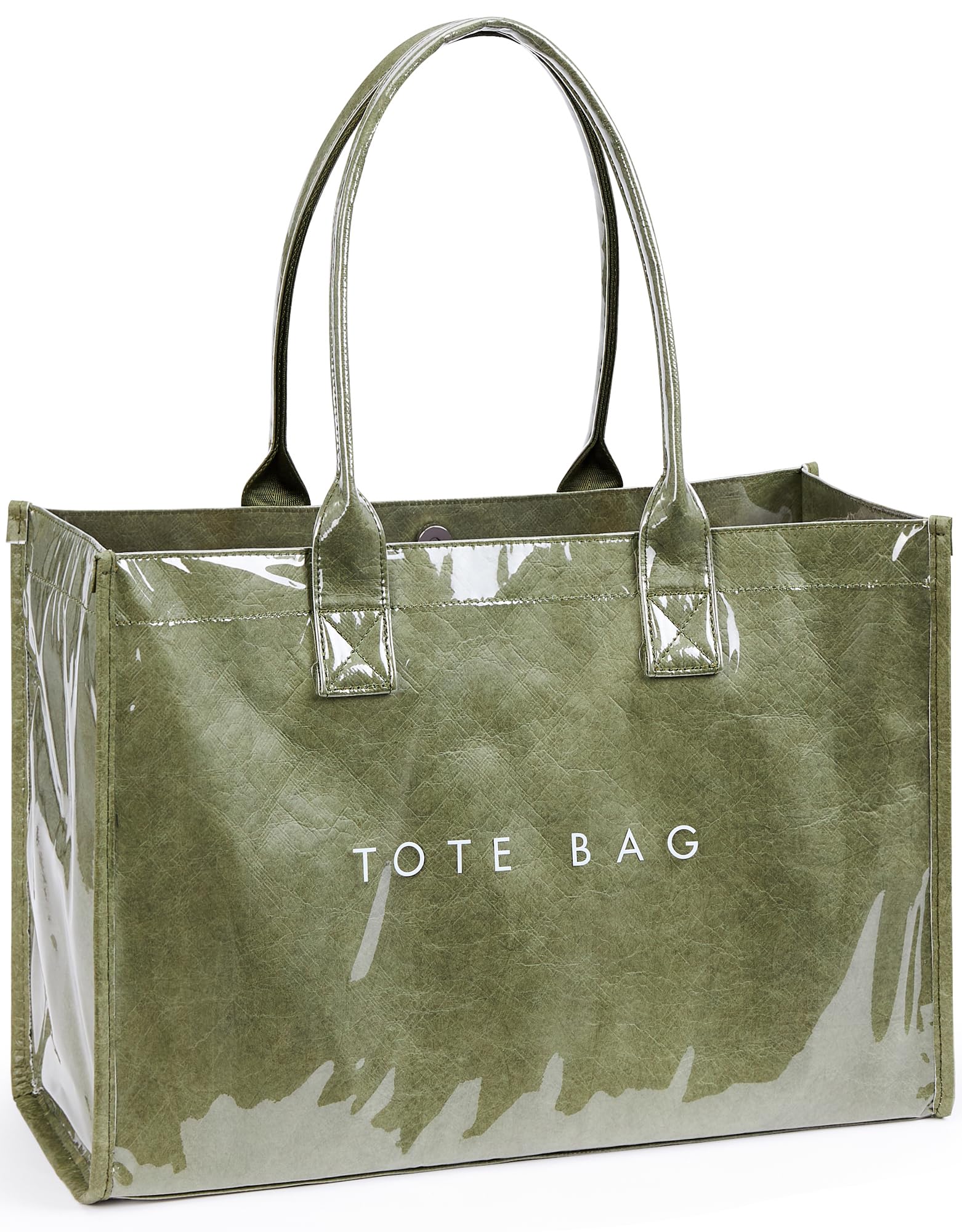 Photo 1 of KALIDI PVC Tote Bag Women’s Kraft Paper Work Handbags Purses with Top Handle,Dark Green