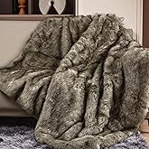 Touchat Luxury 1000GSM Faux Fur Throw Blanket, Super Thick Warm Cozy Heavy Blankets for Couch Bed Sofa, Plush Fuzzy Elegant Soft Reversible Mink Blanket for Living Room Bedroom 50x60, Grey