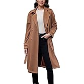 Haianguoji Women's Faux Suede Trench Coat Belted Midi Overcoat Jacket for Fall Winter Office Outerwear