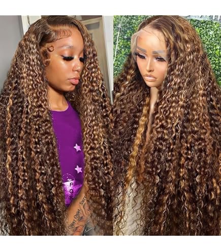 Amazon.com : ZLIKE 24inch Ombre Highlight 13x4 HD Curly Lace Front