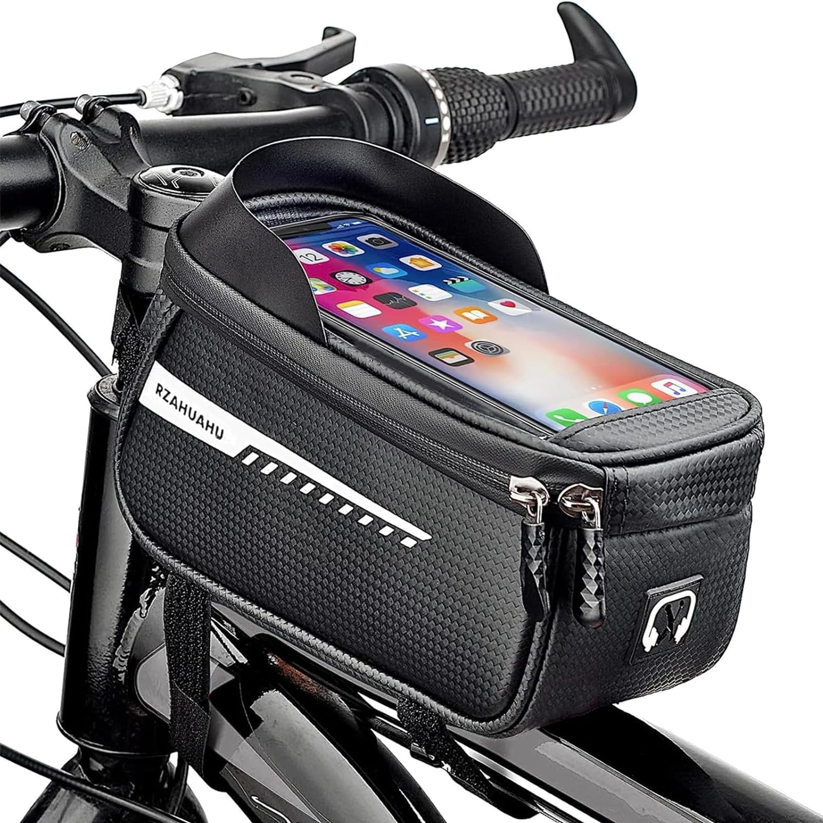 YuanYouTong Bike Frame Bag Waterproof Phone Holder, Top Tube Bicycle Bag with Sun-Visor, for Cycling, Mountain & Road Bike, Compatible with Phones Under 6.5''