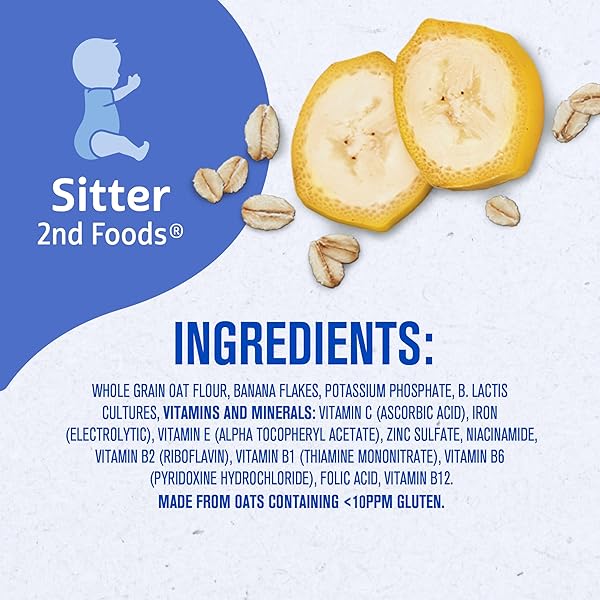 GERBER STAGE 2 BABY FOOD, OATMEAL BANANA CEREAL, PROBIOTICS SUPPORT HEALTHY DIGESTION, BABY OATMEAL CEREAL
