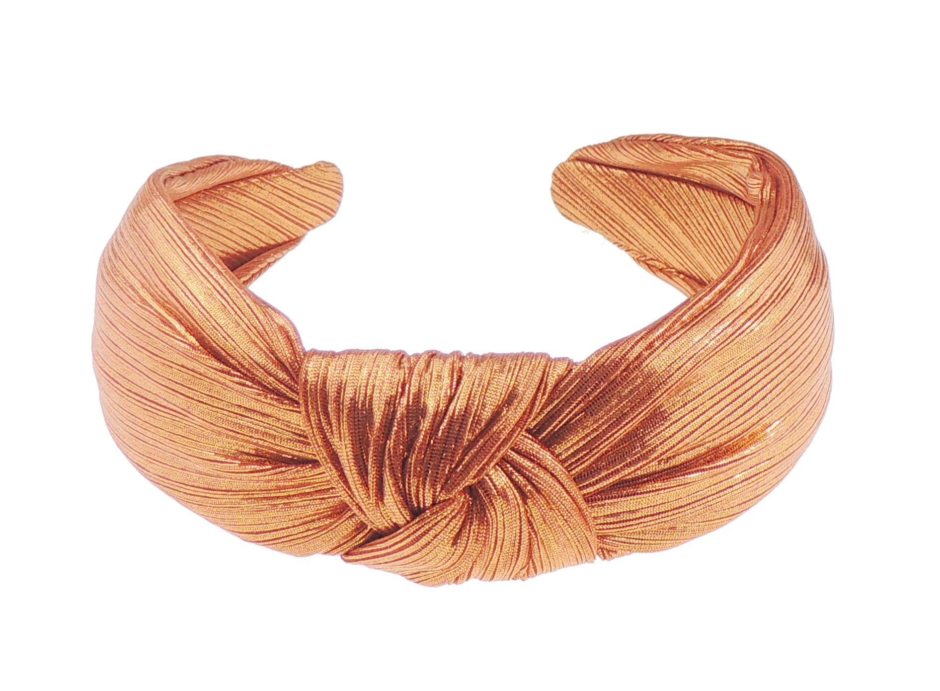 Ladies Evening Shiny Metallic Pin Stripe Top Knot Draped Headband Alice Band (Copper)