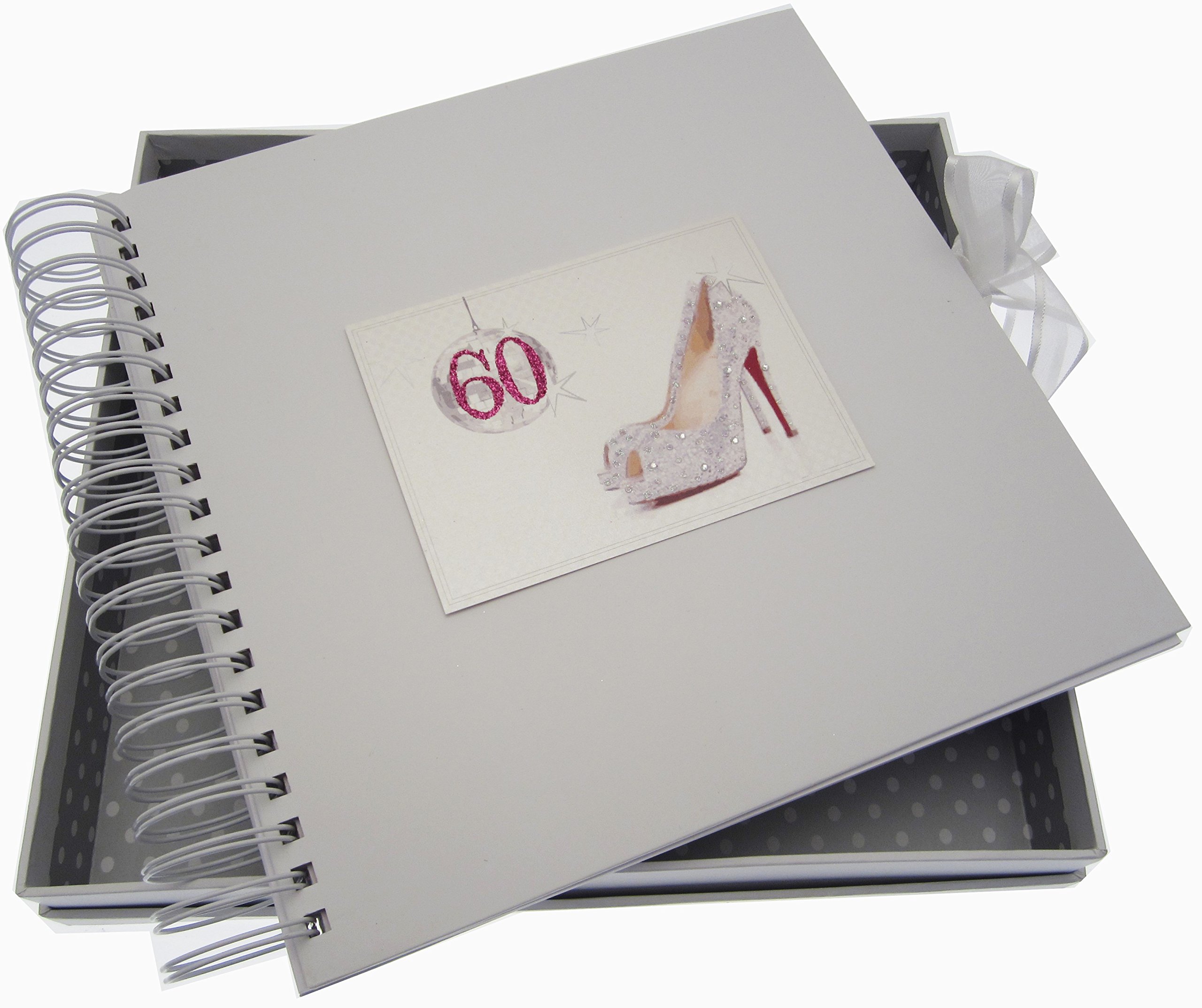 White Cotton Cards 60th Birthday Card and Memory Book Glitter Ball and Shoes