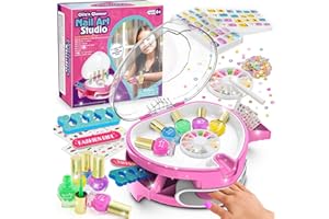 Ylovetoys Kids Nail Polish Set for Girls, Nail Art Kit for Kids Ages 7-12, All-in-One Nail Salon with Nail Dryer & Press On False Nails,DIY Decorative,Non-Toxic Polish,Stickers, Little Girl Gift Toys