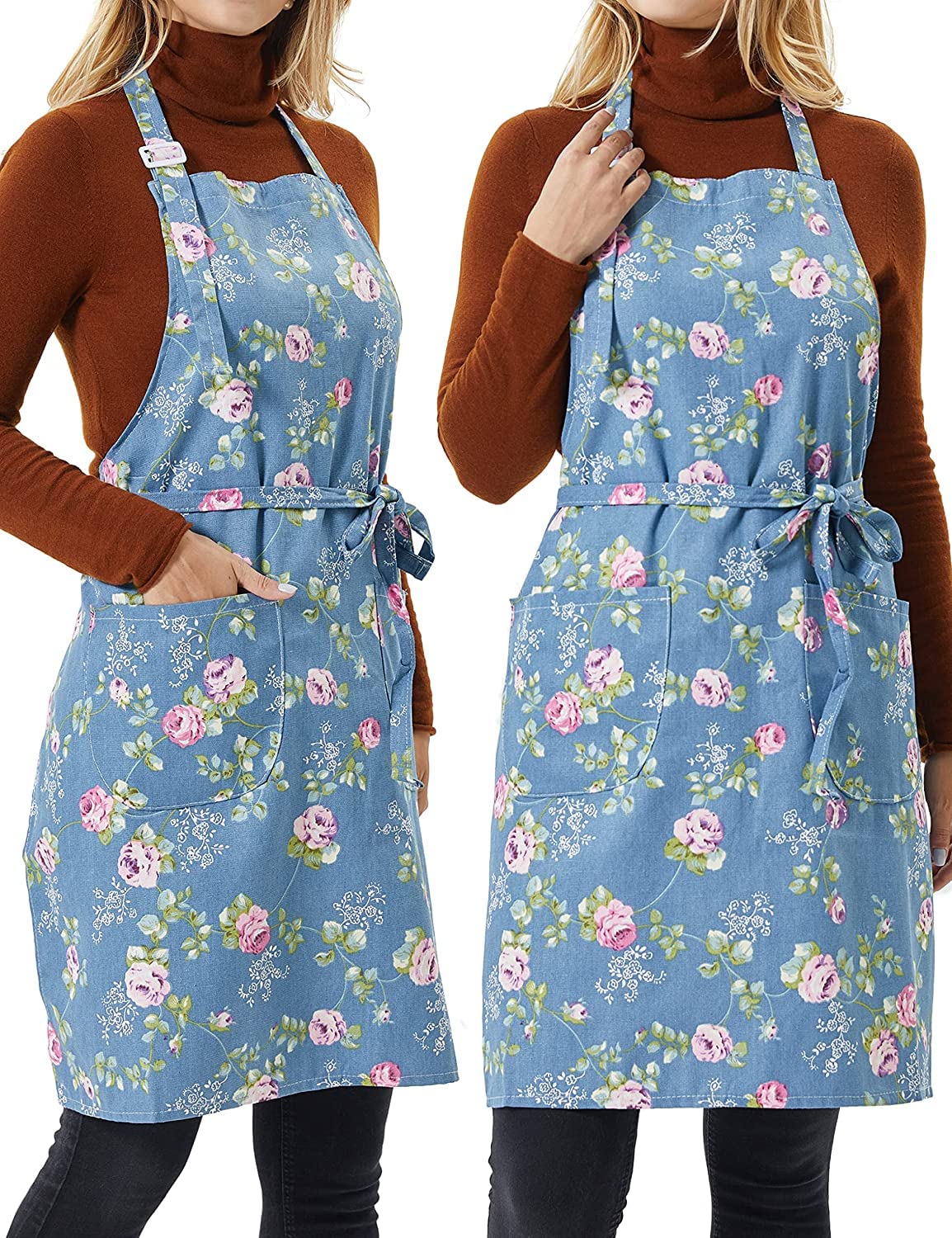 Harrington Marley UK Seller | Floral Apron | Roses Pretty Vintage Style Aprons | Shabby Chic, Ditsy Peony Flower Design | Gift Idea | Retro 1950's Sugarcraft Apron Pinny