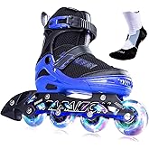 PAPAISON Adjustable Inline Skates for Kids and Adults with Full Light Up Wheels, Outdoor Roller Skates for Girls and Boys, Men and Women
