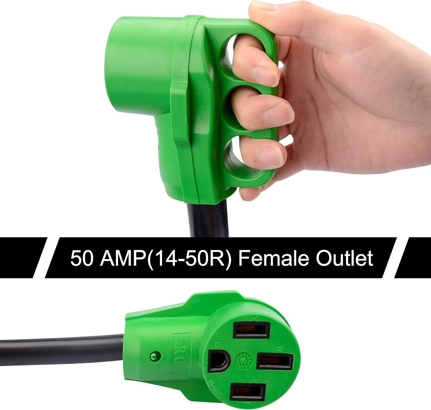 RVGUARD 15 Amp to 50 Amp RV Adapter 12 Inch, 5-15P Male to 14-50R Female Dogbone Electrical Converter with LED Power Indicator and Grip Handle, Green: Automotive