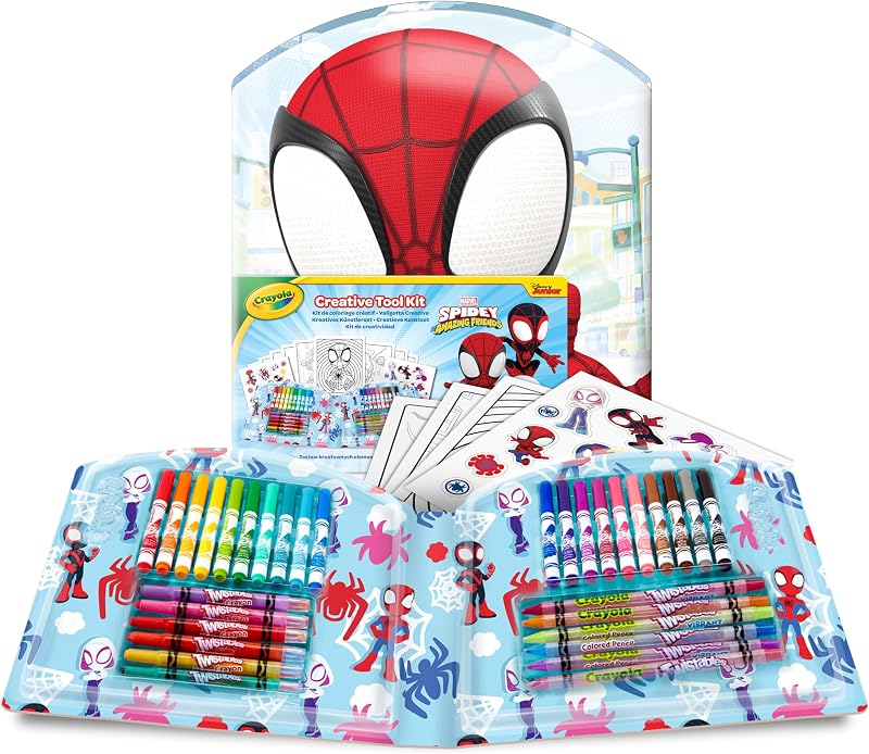 - Caso Criativo do Spidey, 40 Peças, Kit de colorir portátil com marcadores, lápis, ceras, páginas para colorir e autocolantes laváveis, 04-4017