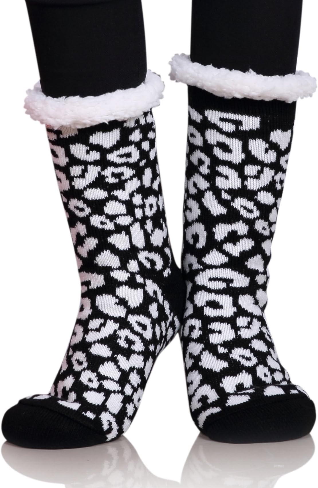 Womens Thermal Slipper Socks Sherpa Lined Nonskid Fuzzy Cozy Winter Socks