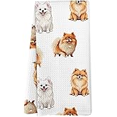 Yorhifa Pomeranian Gifts Kitchen Towels, Pomeranian Gifts for Women Dish Tea Towels for Kitchen Decor, Dog Hand Towels for Bathroom, Dog Bathroom Decor, 16x24 Inches