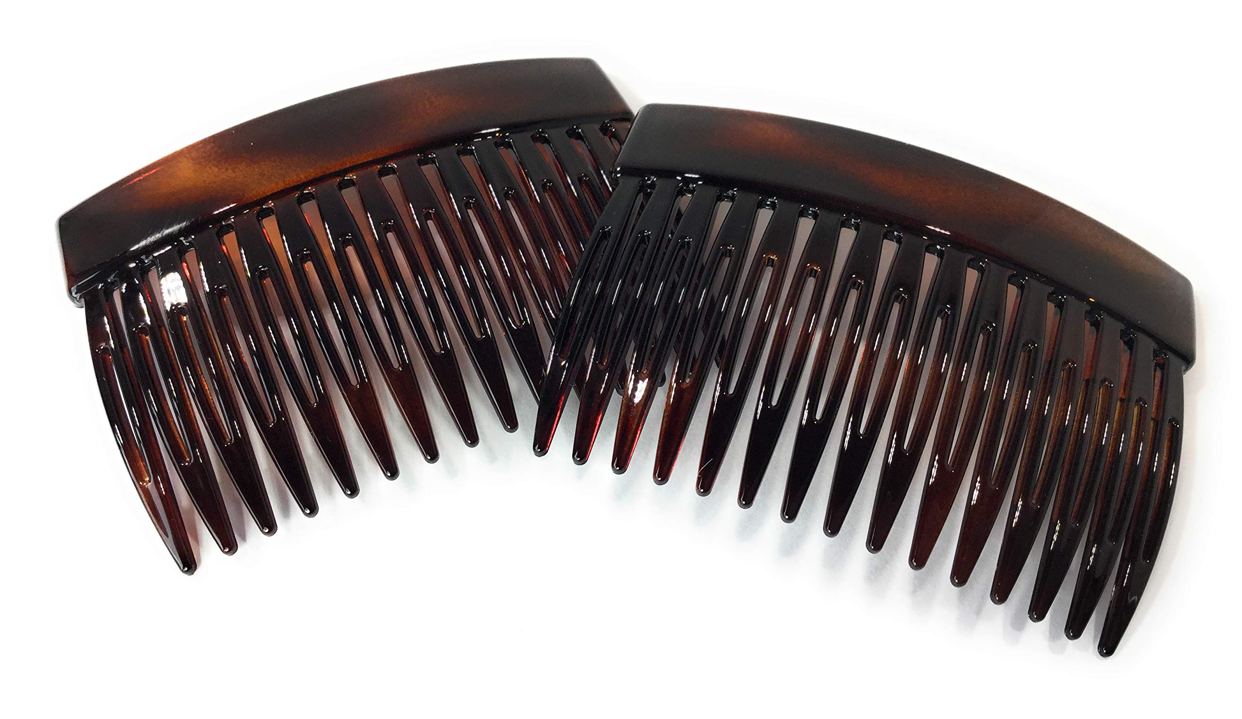 2 x Insert Comb Approx. 8 x 5.5 cm Havana Brown Split Tooth Comb Made in France (194H)