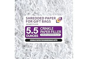 PURPLE PAPERS White Crinkle Paper Filler 5.5oz – Shredded Paper for Gift Baskets, Bridesmaid Proposal Gifts, Basket Filler for Christmas, Wedding, Birthday & Craft Gift Boxes