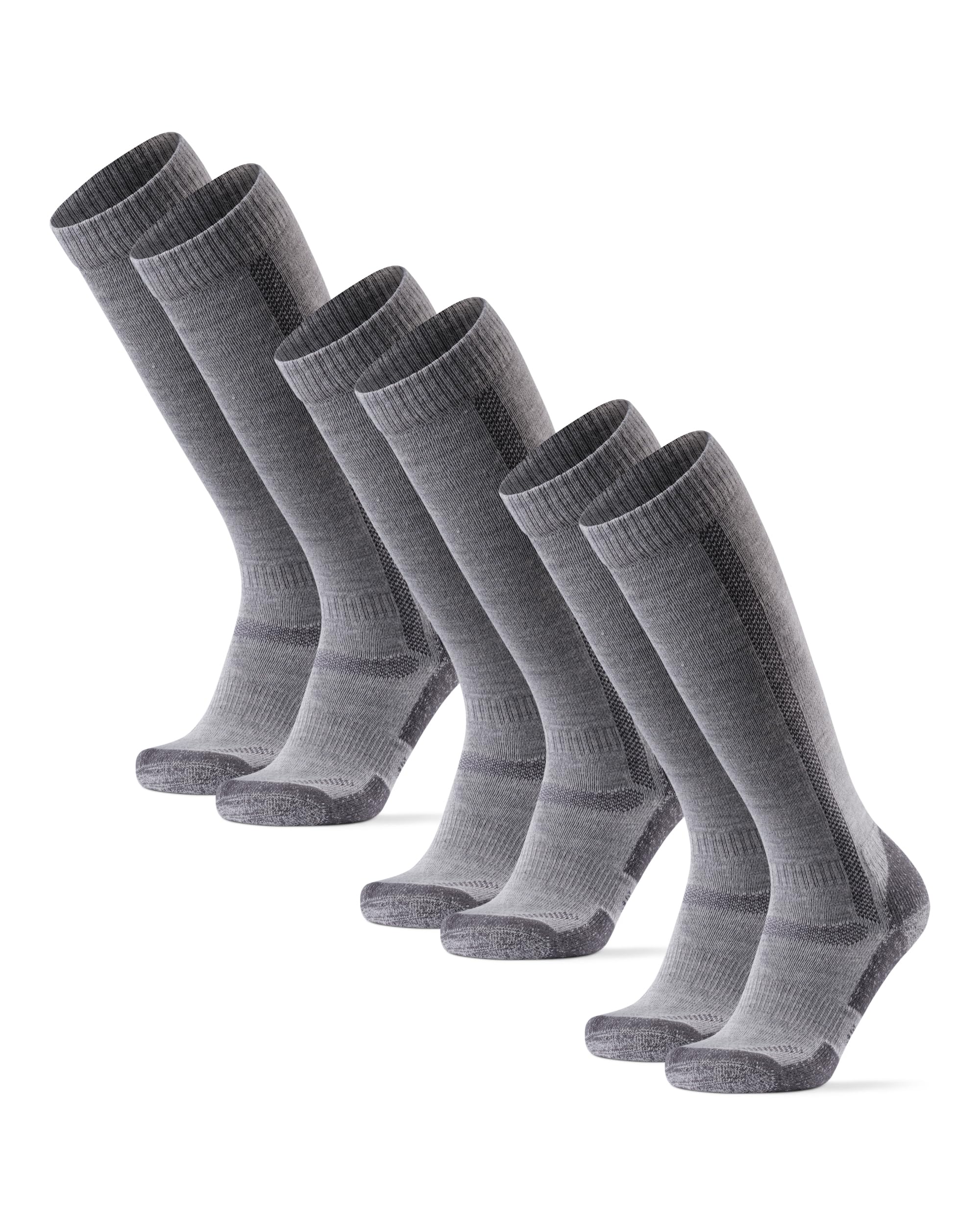Photo 1 of DANISH ENDURANCE Knee High Hiking Socks, Merino Wool, Long, Thermal, Winter Socks for Women & Men, Light Grey - 3-pack, Large