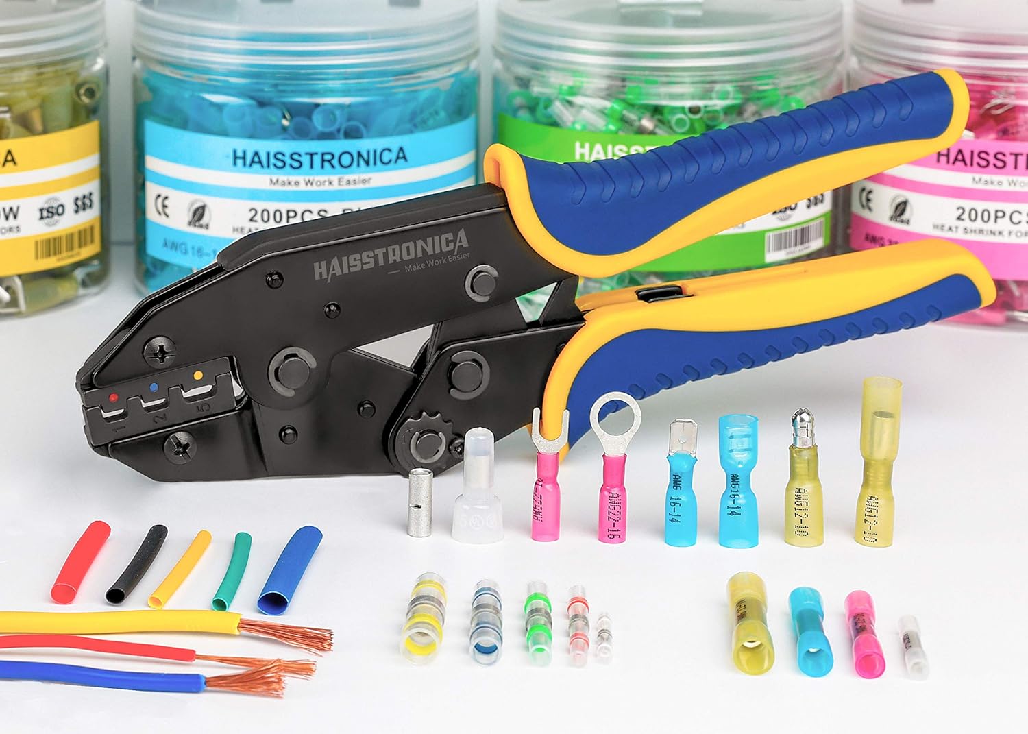 Haisstronica 200PCS 22-16 Awg Red Heat Shrink Butt Connectors-Tinned Red Copper 0.7mm-Marine Grade Insulated Crimp Wire Connectors-Waterproof Electrical Connectors-Butt Splice for Marine, Boat, Stereo: Industrial & Scientific