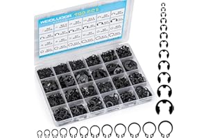 WEIDLUDOR 900PCS Carbon Steel Retaining Rings Set - 24 Sizes C Clips & E Clips Assortment Kit for Auto Parts Repair, Machinery Maintenance and Industrial Equipment