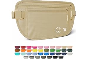 Vantamo Money Belt with RFID for Men & Women, Hidden Passport Holder for Travel, 2 Compartment Travel Fanny Pack for Women An