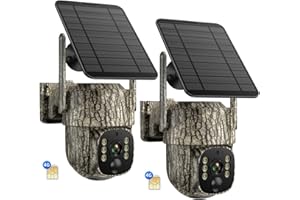 VOOPEAK 4G LTE Cellular Trail Camera 2 Pack, 2.5K Game Cameras Built-in SIM Card Hunting Cameras Solar Wireless Battery with 360° View & Playback, Night Vision, Motion Activated Wildlife Cam