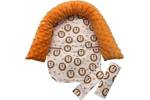 CULCLENDY Baby Head Support and Strap Covers, Baby Headrest and Carseat Neck Cover, Infant Head Support Pillow, Toddler Headrest Cushion Pad for Carseat Canopy Strollers Carrier Bouncers (Lion)