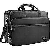 Ytonet Laptop Briefcases for Men, 17 Inch Expandable Briefcase Computer Bags for Laptop for Men, Water Resistant Multi Compartments Men's Work Bag with Luggage Strap for Bussiness Travel, Black