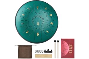 VEVOR Steel Tongue Drum, 6 in 11 Notes Rain Drum for Outside Garden, D Major Musical Drums with Music Book & Mallets, Percuss