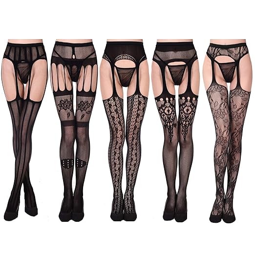 FEPITO Fischernetze Hoch Strumpfhose Mesh Strümpfe Straps Strumpfhose für Frauen