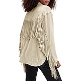 Locachy Women's Faux Suede Fringe Jacket Vintage Western Cowgirl Tassel Jackets Country Concert Outfits