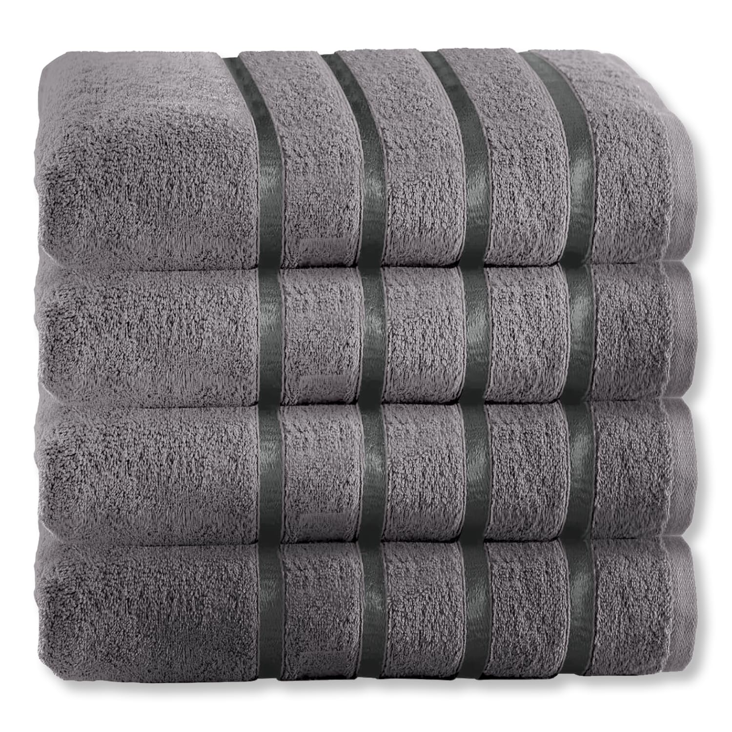 GC GAVENO CAVAILIA Fade Resistant Luxury Towels, Extra Absorbent 100% Ringspun Egyptian Cotton 500 GSM Bathroom Set, Dark Grey, 4PK
