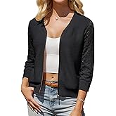 GRACE KARIN Womens Lightweight Summer Cardigan 3/4 Sleeve Cropped Cardigan Dressy Zip Up Sweaters Jacket Clothes