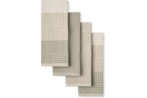 TOWN & COUNTRY BASICS Basketweave Antimicrobial Terrycloth Kitchen Towel 4-Pack Set, Absorbent 100% Cotton, Machine Washable,