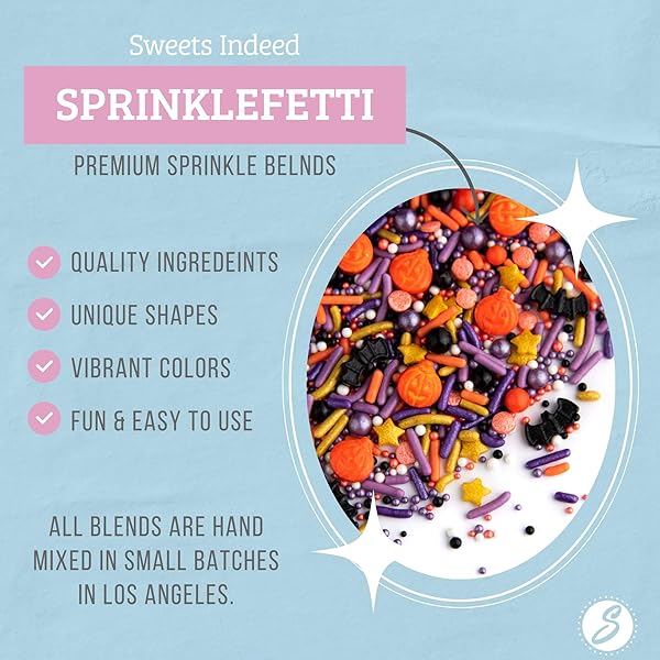 SWEETS INDEED HALLOWEEN SPRINKLES, CANDY EYEBALLS, EDIBLE SPRINKLE MIX, PERFECT FOR CAKE DECORATIONS, BAKING, ICE CREAM, COOKIES, CUPCAKE TOPPER, 4 OUNCES (TOIL & TROUBLE)