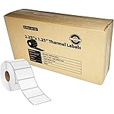 2.25 x 1.25 Shipping Labels 1300 Label/roll (2.25" X 1.25” Direct Thermal Labels) 12 Rolls - 15600 Labels, [NOT Perforated] Barcode Address Labels, Strong & Adhesive, Water & Oil Resistant