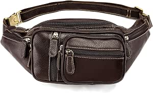 Leather Fanny Pack – Waterproof Waist Bag With Adjustable Strap, Crossbody Sling For Men, Brown, Small Size