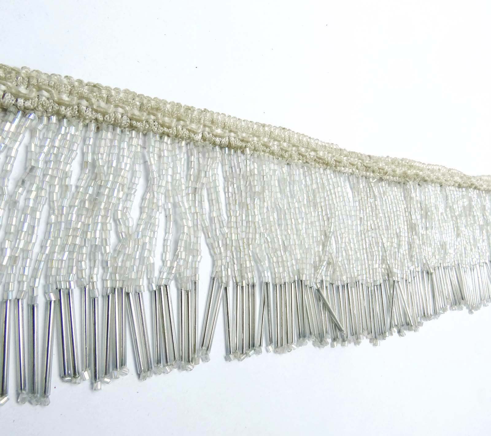 Knitwit Upholstery Decorative White Beaded Fringe Ribbon Curtain Craft Supplies By The Yard