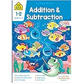 School Zone Addition &amp; Subtraction Workbook: 64 Pages, 1st Grade, 2nd Grade, Elementary Math, Sums, Differences, Place Value, Regrouping, Fact Tables, Ages 6-8 (I Know It! Book Series)