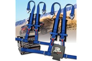 AAAA Aces Racing (Pair) 4 Point Harness - With Ez Buckle in Blue with can holder