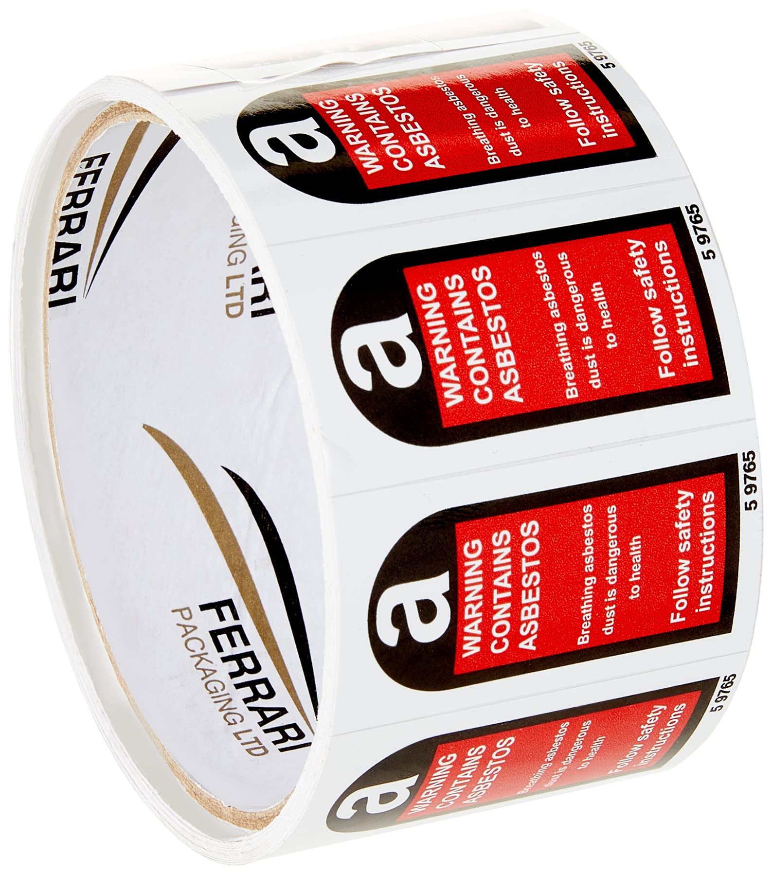 Caledonia Signs 59765 Contains Asbestos ,White,100 S/A Label, 27 mm x 50 mm