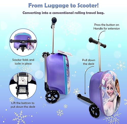 Disney Frozen Kids 19” Suitcase Scooter – Boys and Girls Magical