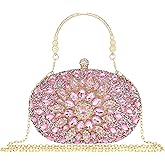MAIRLOM Rhinestone Clutch Purses for Women Evening Wedding Formal Round Pearl Clasp Handbag for Party Prom