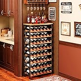 Sonyabecca 48 Bottles Wine Rack Freestanding Floor with Wood Top, 8 Tier Wine Bottle Holder, Wine Storage for Kitchen Pantry, Tall Wine Bar Stand Shelf Display 25.2''L X 10.7''W X 47.2''H