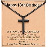 ORISPRE Birthday Gift Black Cross Necklace for Boys 8–21 Years Old with Joshua 1:9 Bible Verse