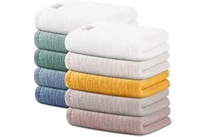 Wimist 10 Pack Baby Washcloths, Baby Muslin Washcloths, Baby Wash Cloths Face Cloths, Suitable for Newborns, Children, 10 x 1