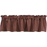 Park Designs Farmhouse Kitchen Valances for Windows - Sturbridge Red | Fall Decor Window Valance Curtains | Plaid Curtain Valances for Windows | Ideal for BOHO Living Rooms &amp; Bathrooms | 72" x 14"