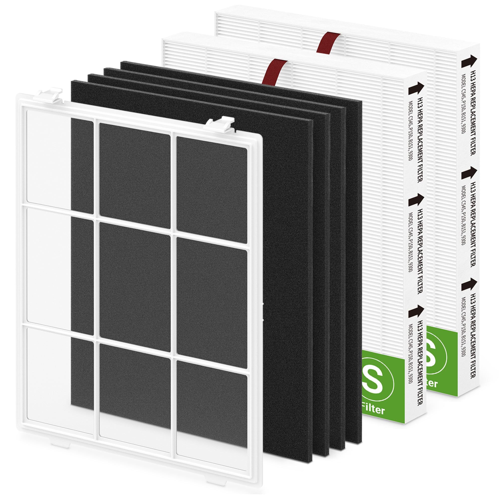 Photo 1 of 2 Pack C545 HEPA Replacement Filter S with 1 Washable Pre-Filter, and 4 Carbon Filters, Compatible with Winix C545, Replace Part 1712-0096-00 and 2522-0058-00