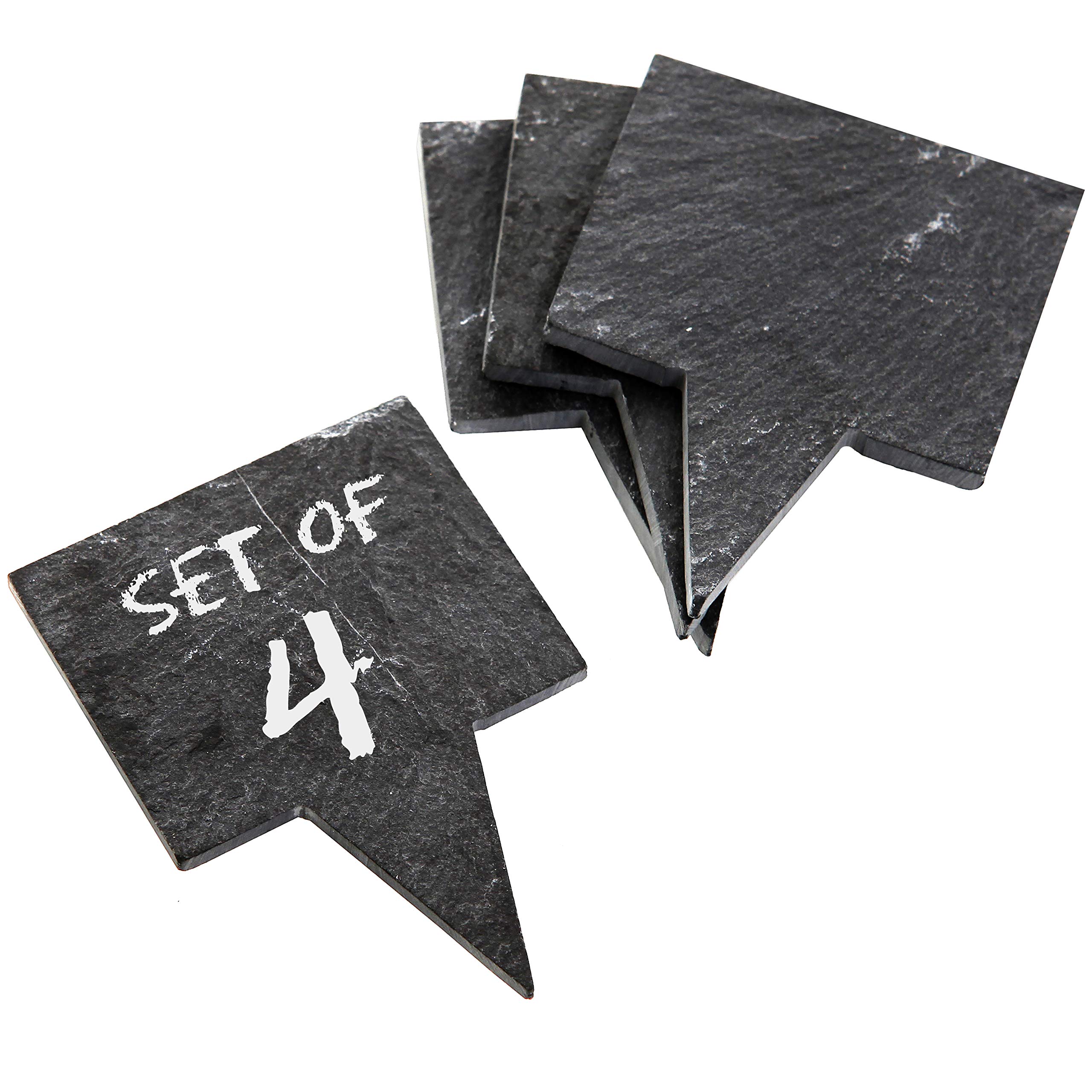 MyGift Set of 4 Natural Slate Rectangle Cheese Markers, Mini Chalkboard