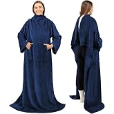 PAVILIA Blanket with Sleeves for Adult Women Men, Soft Warm Wearable Blanket Fleece Wrap Throw, Robe Blanket Gift