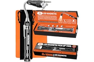 HERKING Magnetic Pickup Tool with LED Light, Telescoping Magnet Flashlight With Extendable Neck, Dad Gifts, Birthday Christmas Gifts for Men, Handyman, Husband, Father, Dad, Boyfriend, Mens Gifts Ideas