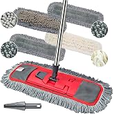 Dust Mop for Floor Cleaning for Hardwood, Laminate, Tile &amp; Marble Floors | 4-in-1 Washable Pad System, Wet &amp; Dry Multi-Purpose Mop, 62" Long Handle, 360&deg; Swivel Head, Mop Pad Cleaning Scraper