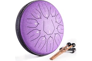 LRONBIRD Steel Tongue Drum Musical Instruments: 6 Inch 11 Notes Metal Hand Drums, Music Gifts for Family Friends (Lavender)