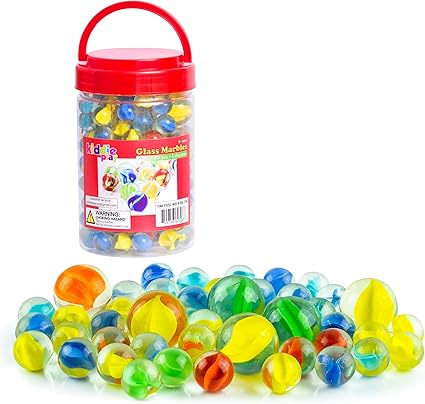 Amazon.com: Kiddie Play 200 canicas de cristal para niños a granel, incluye 6 tiradores en caja de almacenamiento reutilizable, Multi-2: Toys \u0026 Games